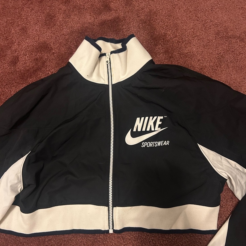 Nike Black and White Zip-Up Jacket